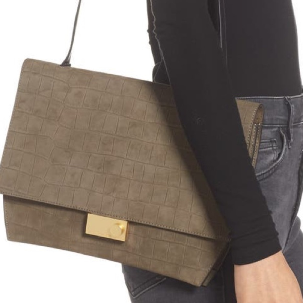 AllSaints Charterhouse Croc Embossed Leather
Shoulder Bag